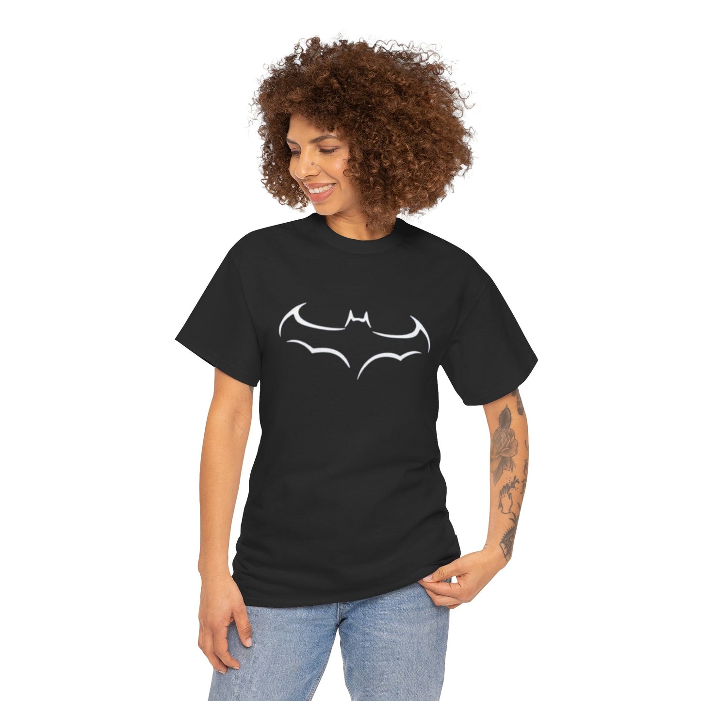 Batman Logo Unisex Heavy Cotton Tee, Graphic T-Shirt, Comic Book Apparel, Geeky Gift, Fan Merchandise, Casual Wear