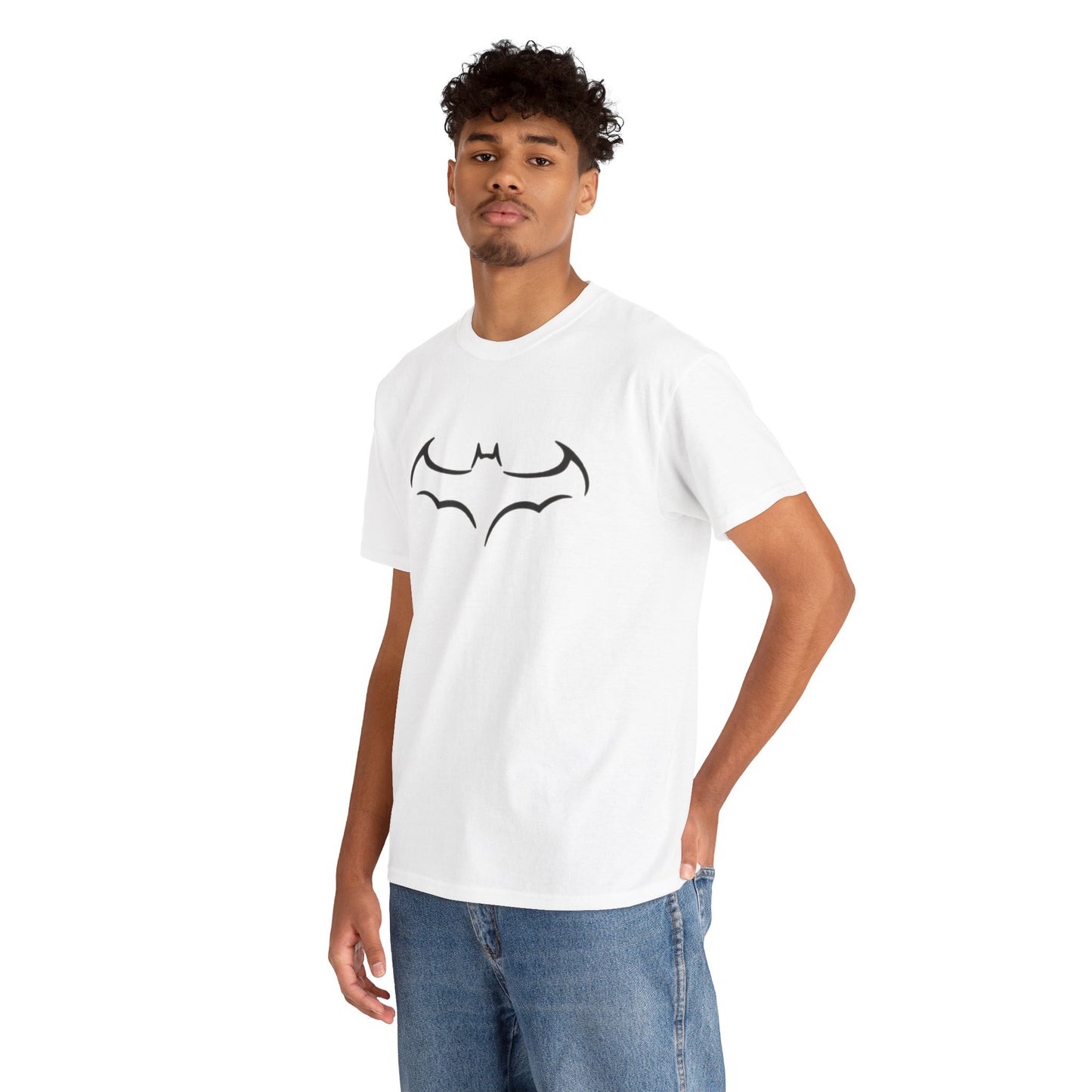 Batman Logo Unisex Heavy Cotton Tee, Graphic T-Shirt, Comic Book Apparel, Geeky Gift, Fan Merchandise, Casual Wear