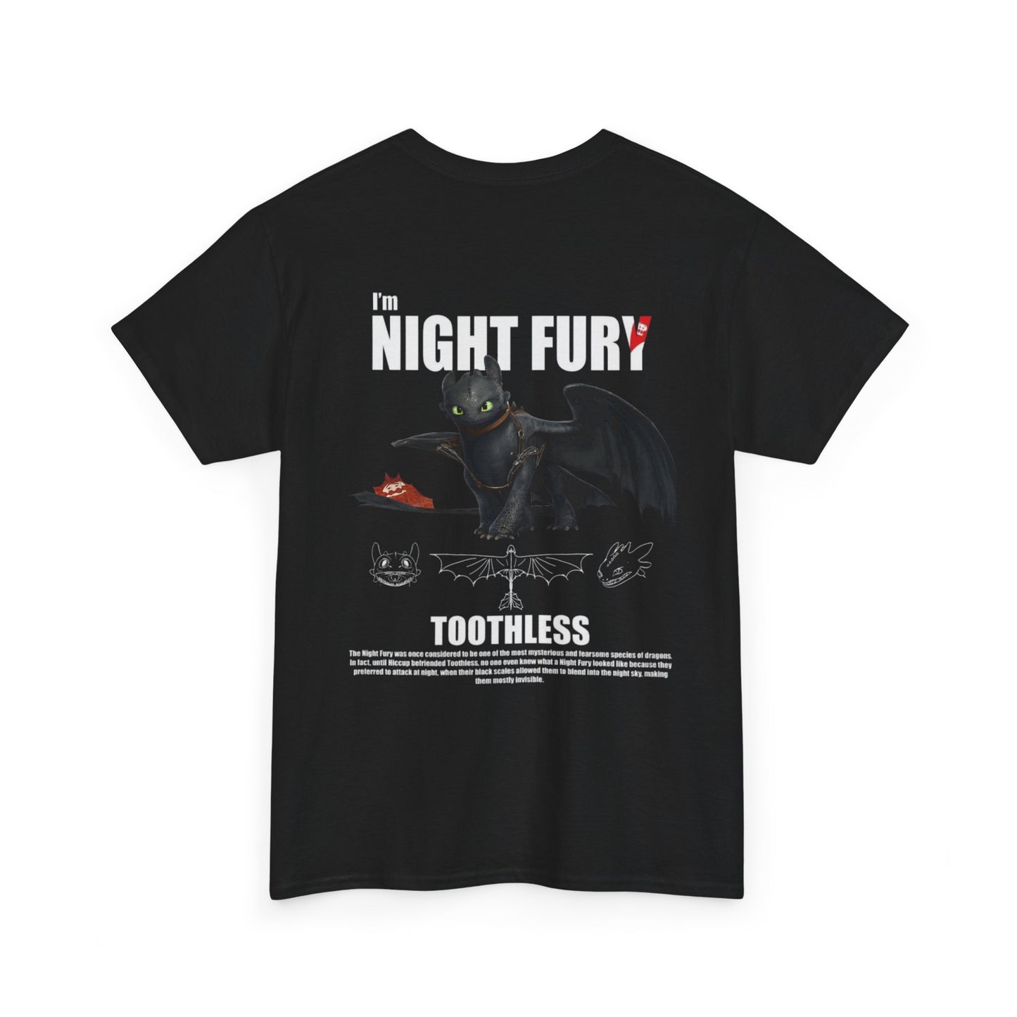 Light Fury and Night Fury Unisex Heavy Cotton Tee - Cute Fantasy Creature Graphics,