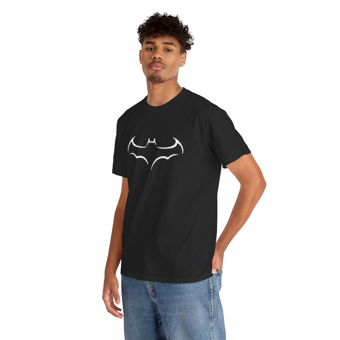 Batman Logo Unisex Heavy Cotton Tee, Graphic T-Shirt, Comic Book Apparel, Geeky Gift, Fan Merchandise, Casual Wear
