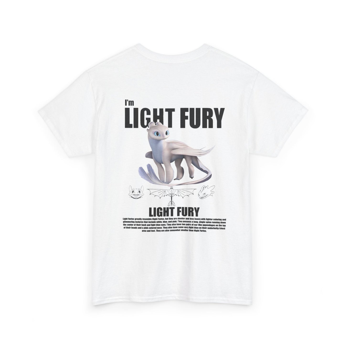 Light Fury and Night Fury Unisex Heavy Cotton Tee - Cute Fantasy Creature Graphics,