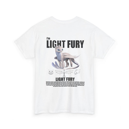 Light Fury and Night Fury Unisex Heavy Cotton Tee - Cute Fantasy Creature Graphics,