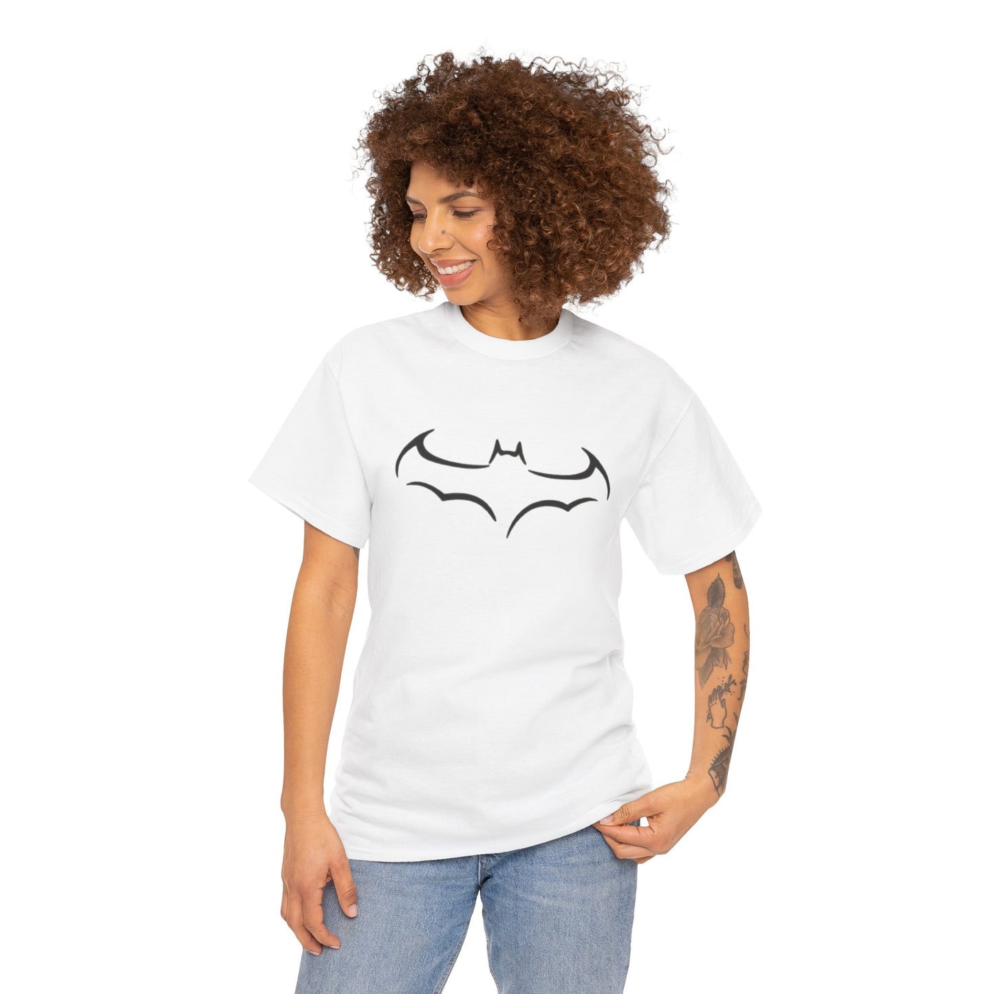 Batman Logo Unisex Heavy Cotton Tee, Graphic T-Shirt, Comic Book Apparel, Geeky Gift, Fan Merchandise, Casual Wear