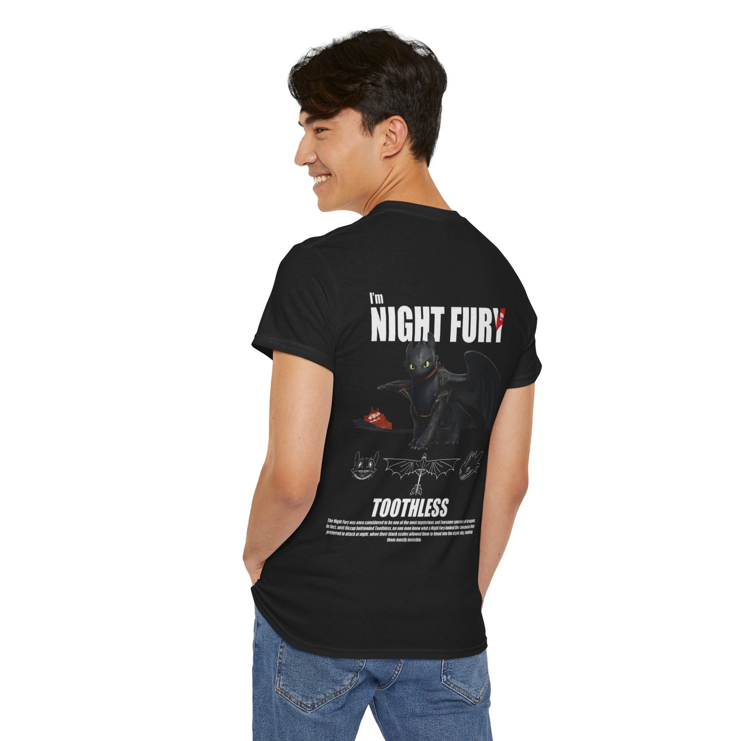 Light Fury and Night Fury Unisex Heavy Cotton Tee - Cute Fantasy Creature Graphics,