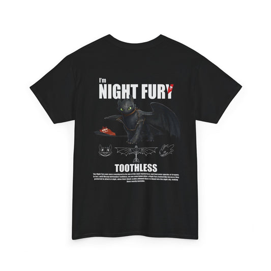 Light Fury and Night Fury Unisex Heavy Cotton Tee - Cute Fantasy Creature Graphics,